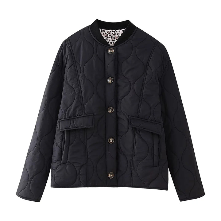 Women's padded transitional jacket with ribbed collar and flap pockets Mune Fashion