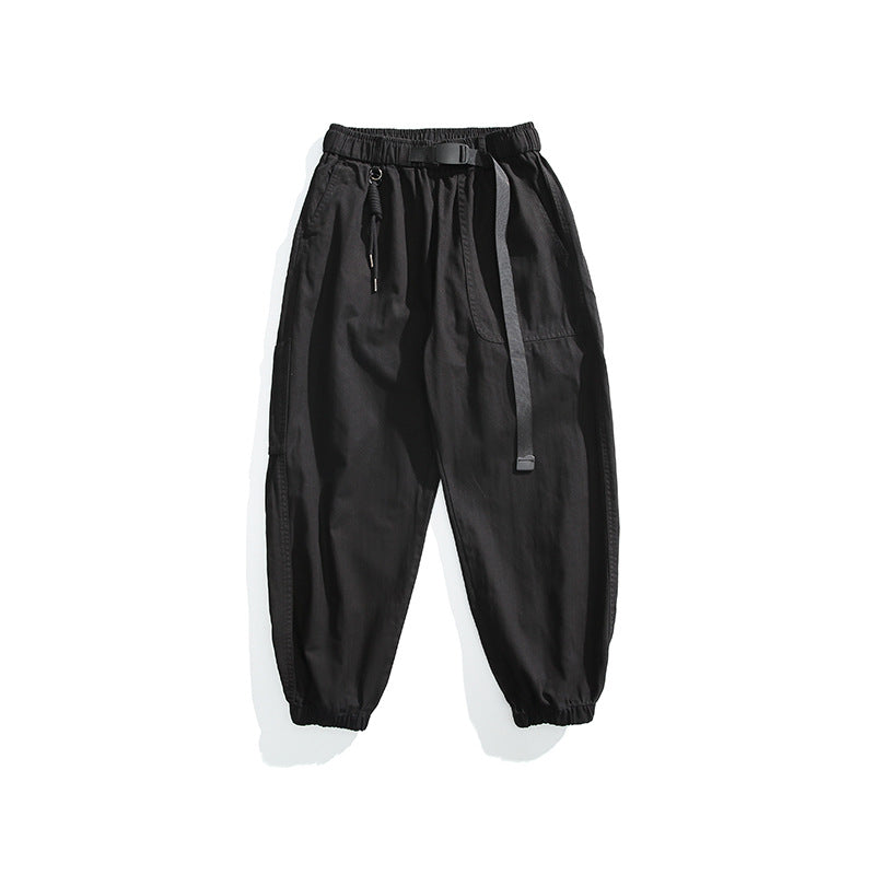 Men's Tapered Canvas Cargo Jogger with Elastic Drawstring Waistband and Integrated Belt Mune Fashion