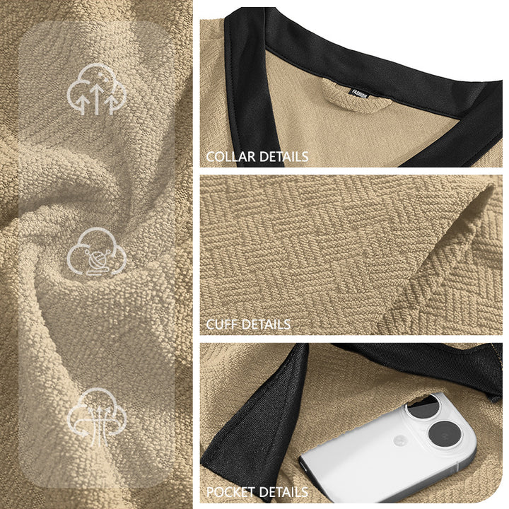 Men's lightweight cotton kimono bathrobe with waffle texture and patch pockets Mune Fashion