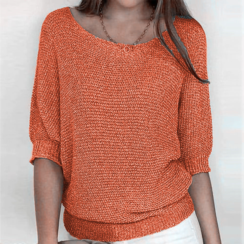 Ladies nan lightweight casual fine knit pullover with wide neckline Mune Fashion