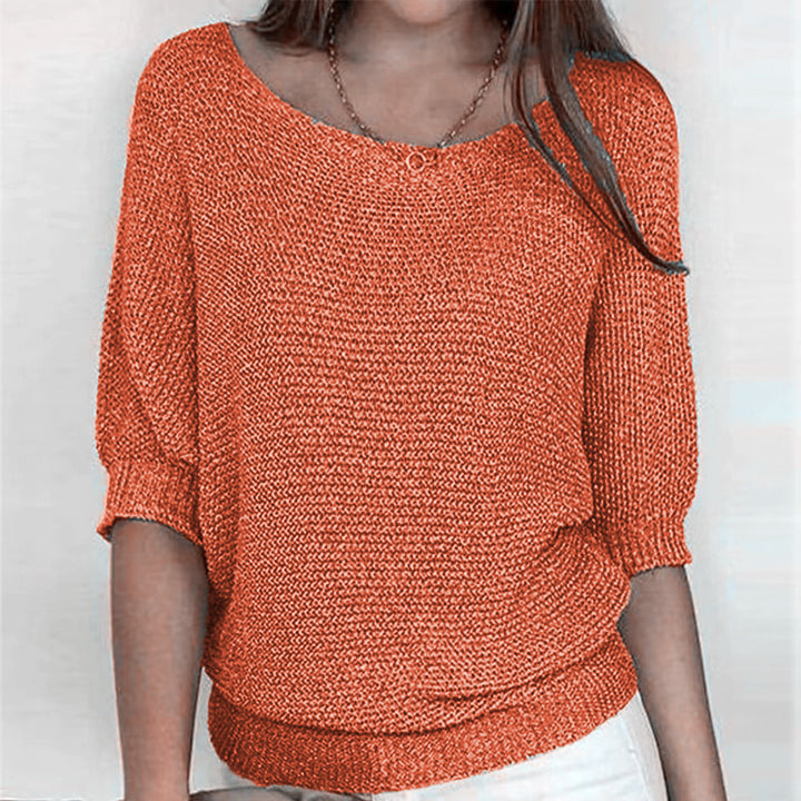 Ladies nan lightweight casual fine knit pullover with wide neckline Mune Fashion