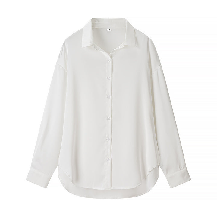 Ladies' elegant three-piece set oversize shirt high waist wide leg trousers and halter crop top Mune Fashion