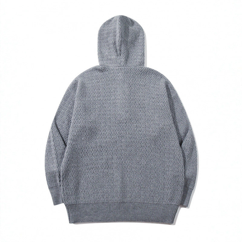 Unisex structured knit hoodie with half placket and drawstring hood Mune Fashion