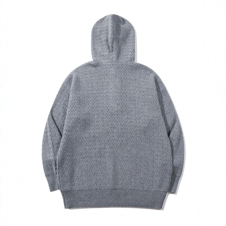 Unisex structured knit hoodie with half placket and drawstring hood Mune Fashion