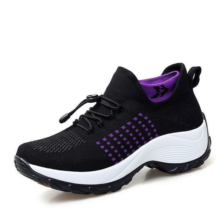 Unisex knitted sock sneaker with elastic shaft, quick lacing system and cushioned wave sole Mune Fashion