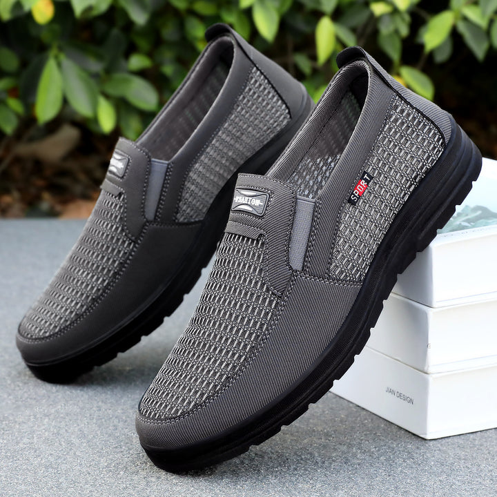 Men's breathable slip-on leisure shoe with knitted upper, elastic entry and shock-absorbing EVA sole Mune Fashion