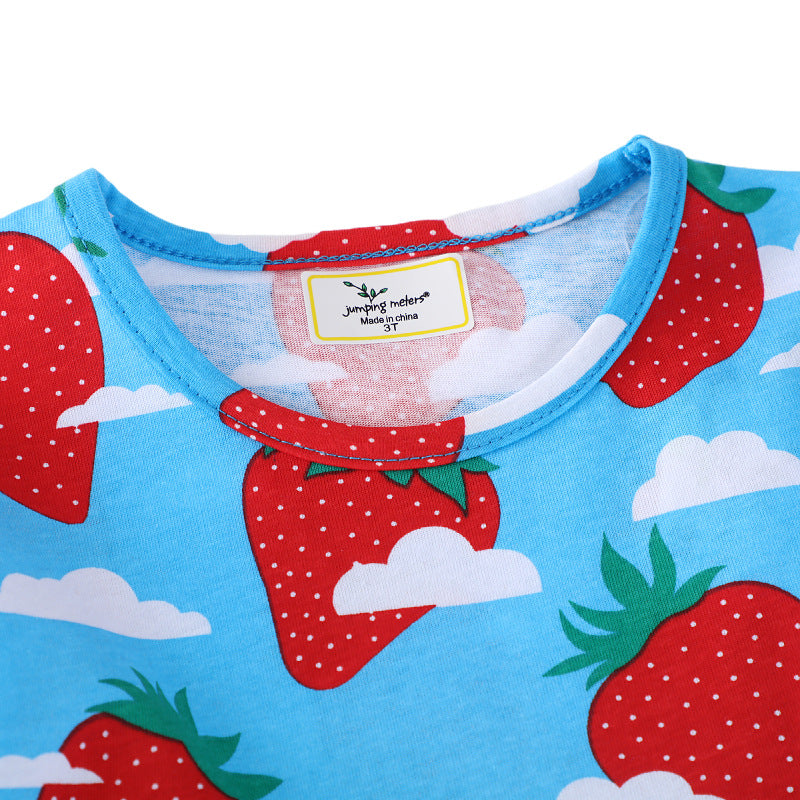 Girls cotton dress with cheerful strawberry pattern Mune Fashion