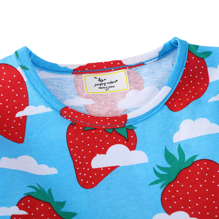 Girls cotton dress with cheerful strawberry pattern Mune Fashion