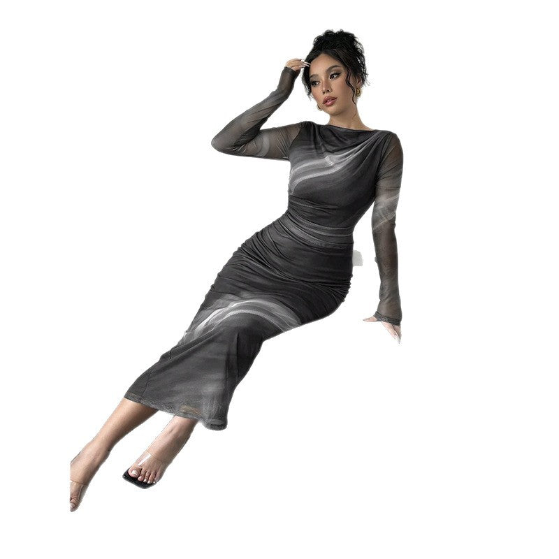Ladies Elegant Wrap Dress with Texture Mune Fashion