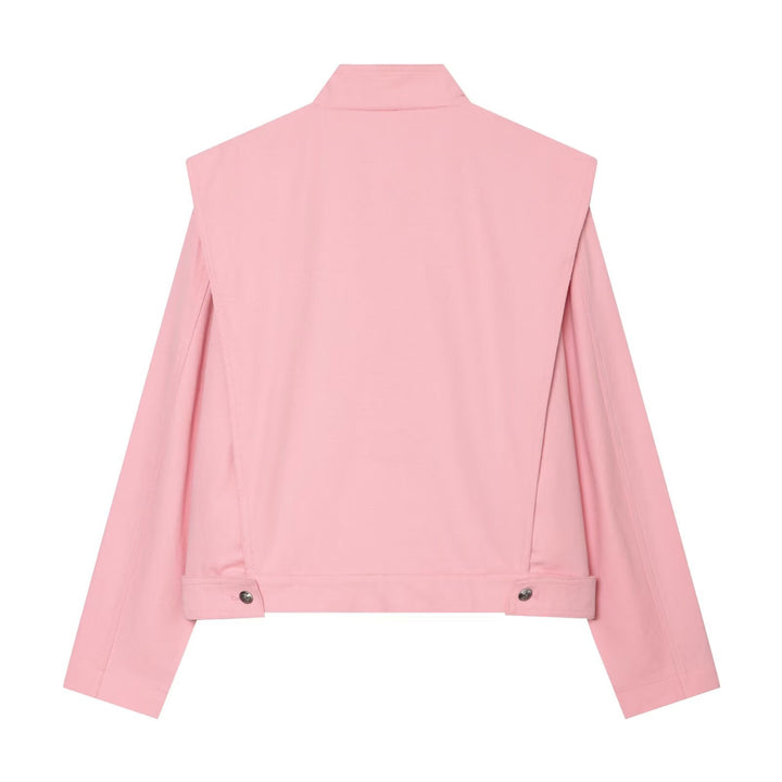Women's short boxy jacket with stand-up collar and asymmetrical button placket Mune Fashion