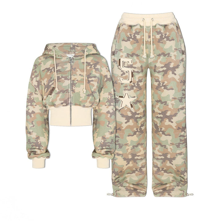 Ladies Stylish and Comfortable Tracksuit Set with Short Hoodie and Jogging Pants Mune