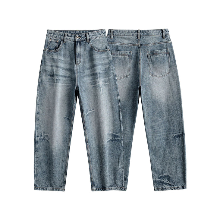 Women Relaxed Straight high-waisted Denim Jeans with Used Effect and Wide Leg Mune Fashion