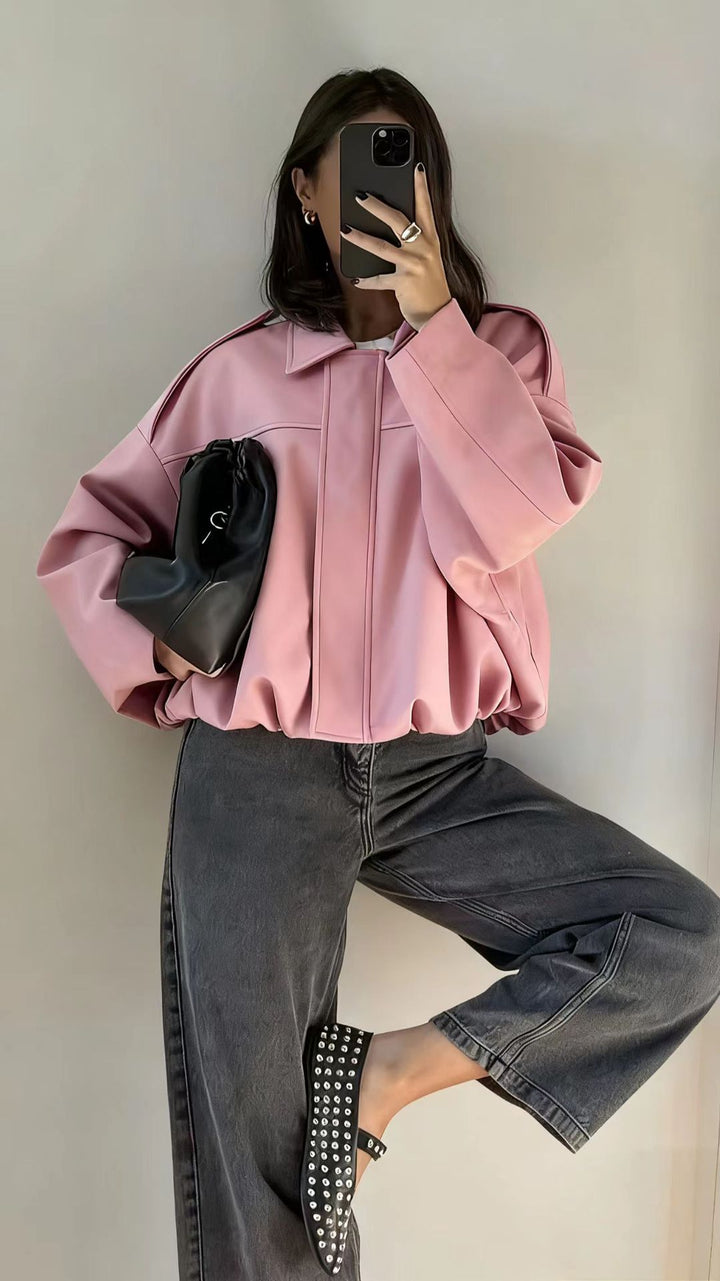 Women’s short jacket in oversized cut with balloon hem and shoulder flaps Drune