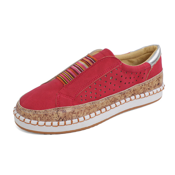 Women's lightweight slip-on sneakers with cork rim and perforated upper material Mune Fashion