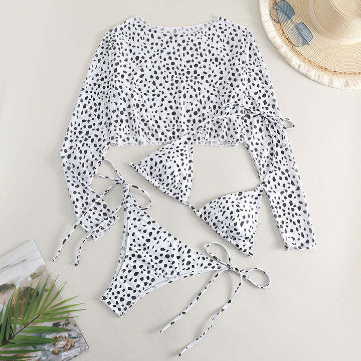 Women's bikini set with long-sleeved mesh top and fashionable details Mune Fashion