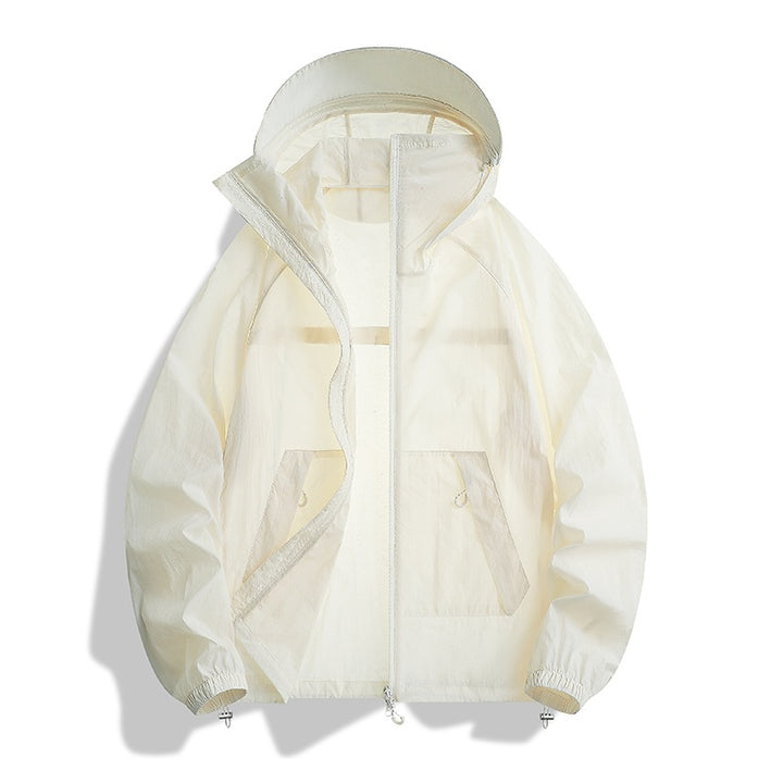 Men's Lightweight Wind and Water Resistant Hooded Transition Jacket with Mesh Lining & Drawstring Mune Fashion