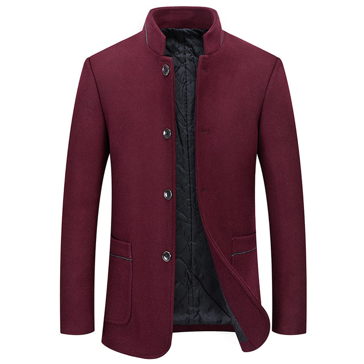 Men's short coat made of wool blend with stand-up collar and quilted thermal lining Mune Fashion