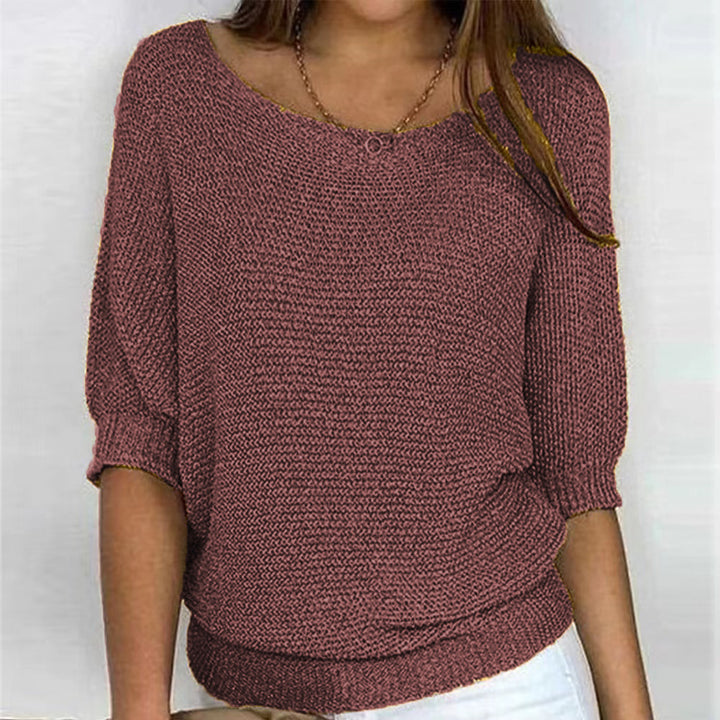 Ladies nan lightweight casual fine knit pullover with wide neckline Mune Fashion