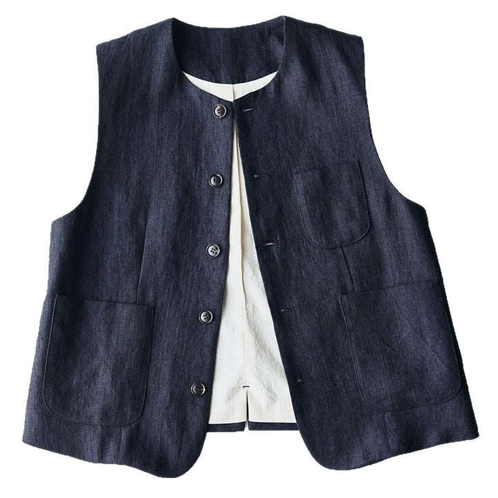 Ladies Elegant Linen Vest Drune