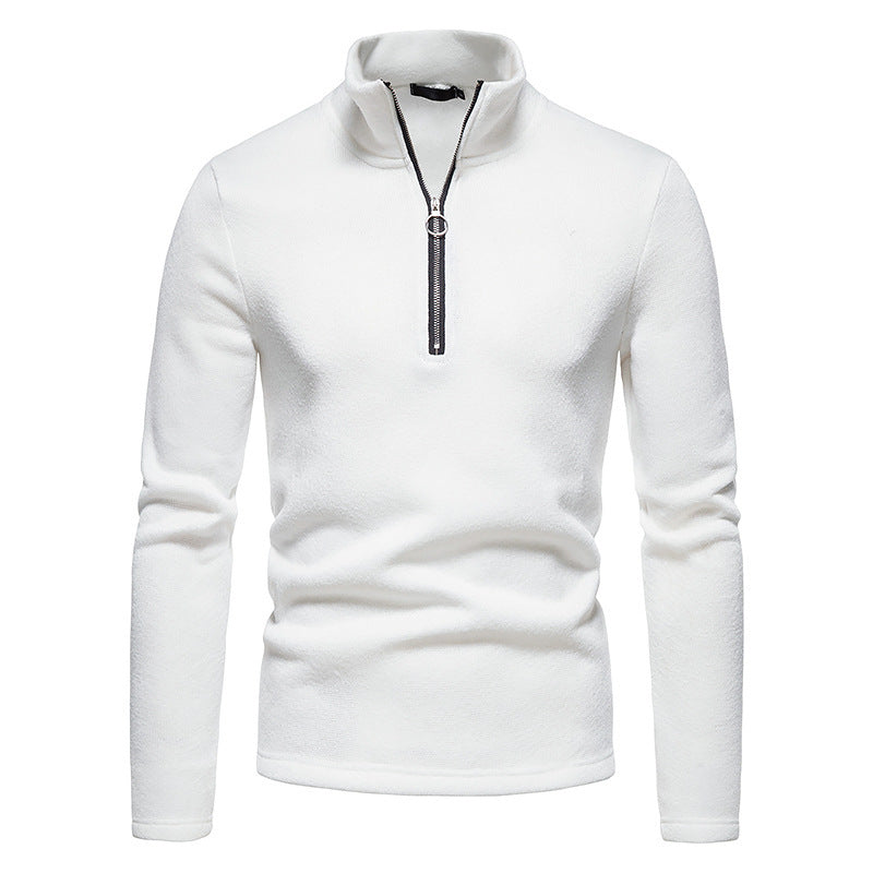 Men's fine knit troyer with short zip, stand-up collar and mottled structure Mune Fashion