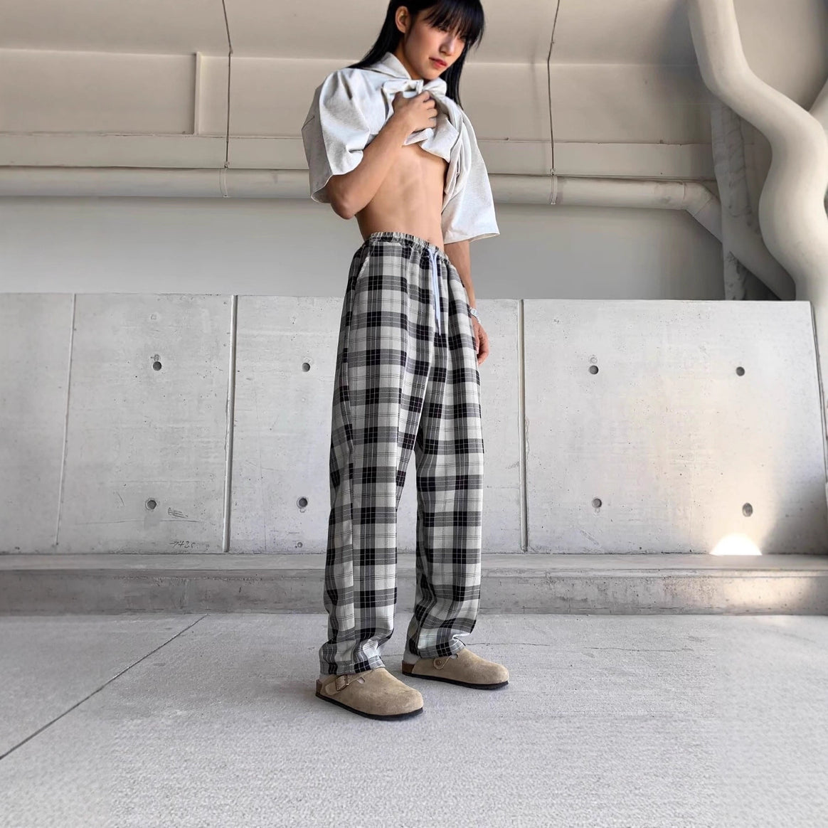 Men's Casual Checkered Carrot Pants Mune Fashion