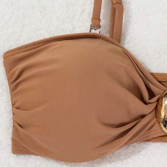 Women's High-Cut Bikini Set with Chic Gold Detail Mune Fashion