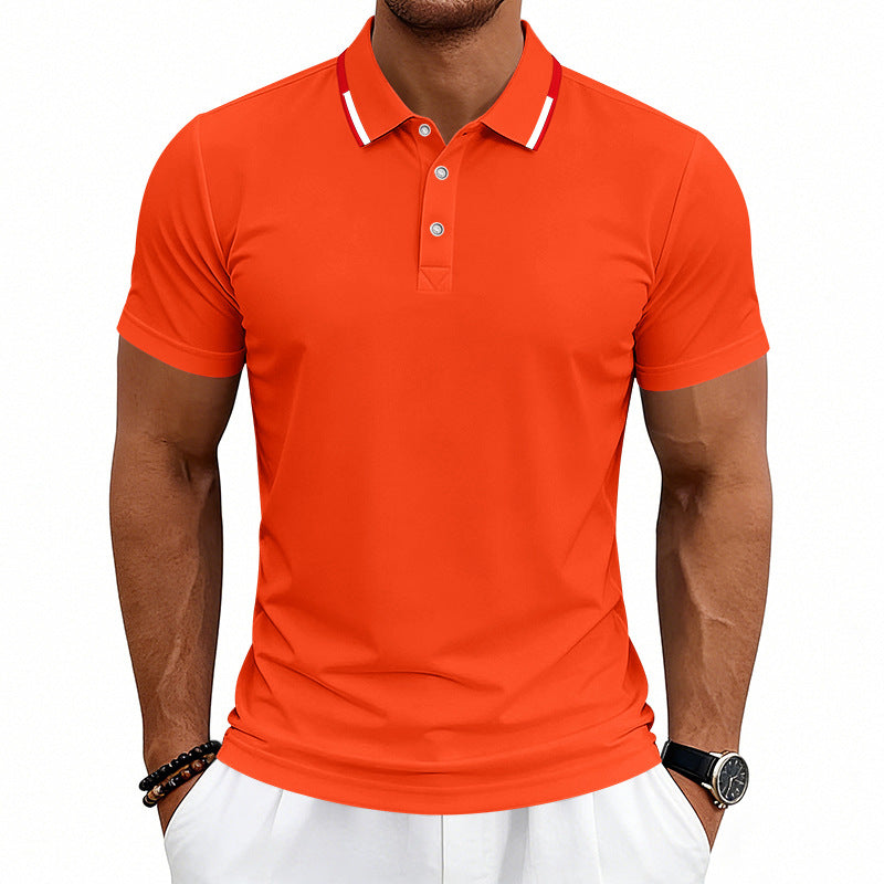 Men's tailored short-sleeve polo shirt with contrast collar made of breathable piqué Mune Fashion