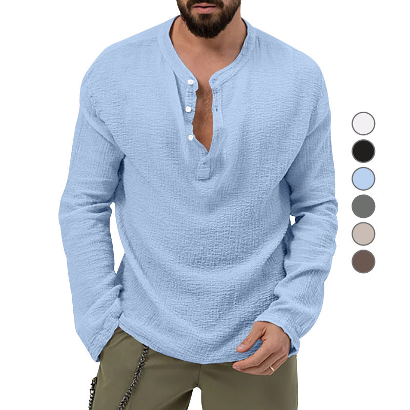 Men's relaxed Henley set made of lightweight cotton gauze with drawstring pants Mune Fashion