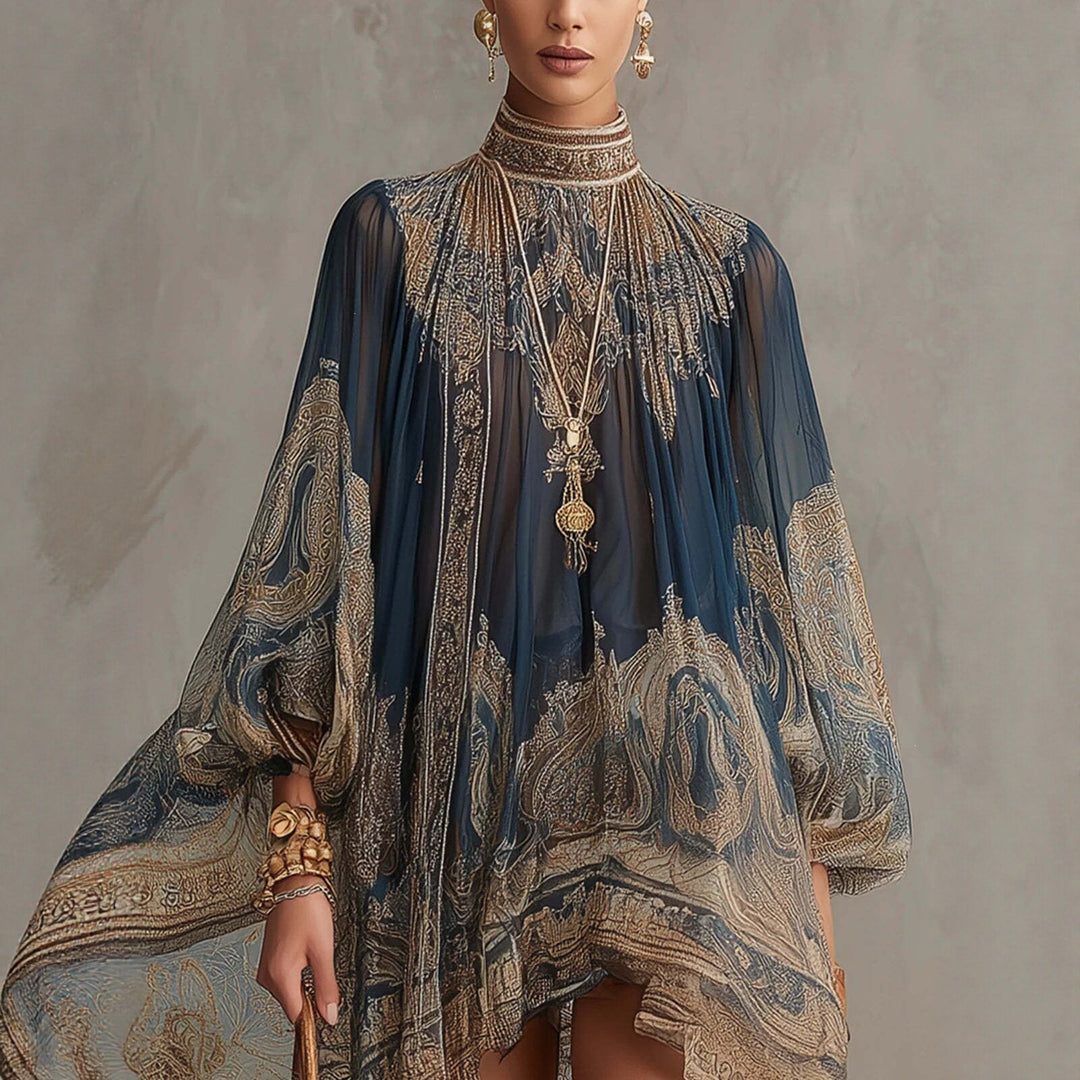 Ladies Elegant Chiffon Dress with Intricate Pattern Mune Fashion