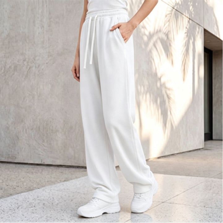 Women's wide lounge palazzo pants with high comfort waistband, drawstring, side pockets, and decorative side seam Mune Fashion