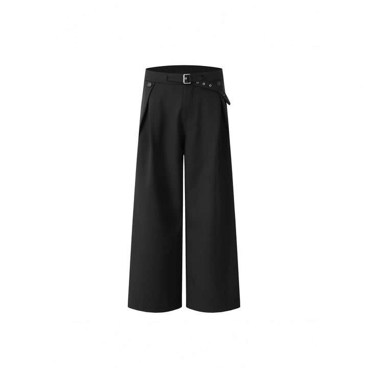 Ladies Wide Cut High-Waisted Fabric Trousers Mune Fashion