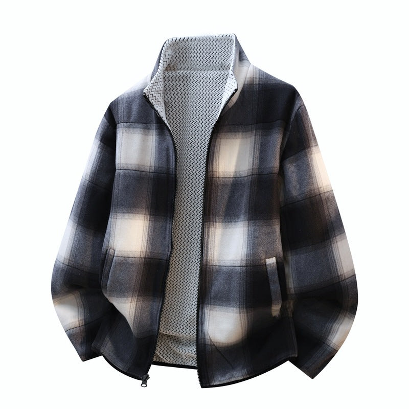 Men's structured fleece overlay jacket with contrast chest pocket and two-way zipper Mune Fashion