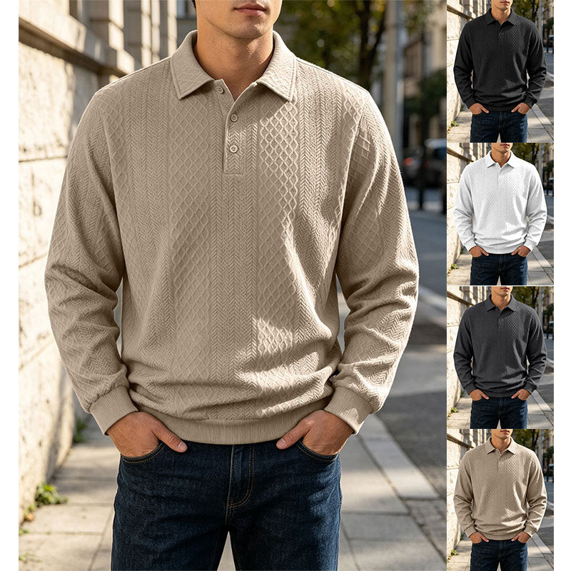 Men's fine-knit polo shirt with cable pattern and ribbed cuffs Mune Fashion