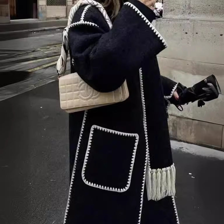 Women Elegant and Stylish Long Wool Coat Mune Fashion