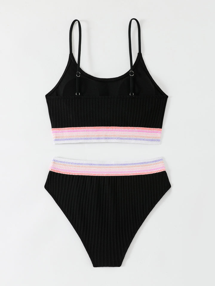 Women's bikini set with wide elastic band and ribbed structure Mune Fashion