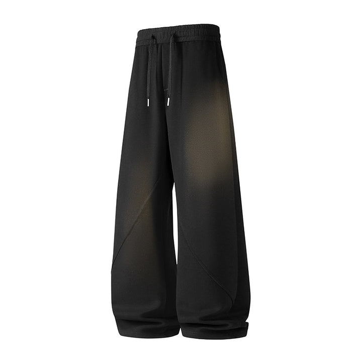 Women Wide Lounge Jogging Pants with High Waist, Drawstring & Decorative Seams Mune Fashion
