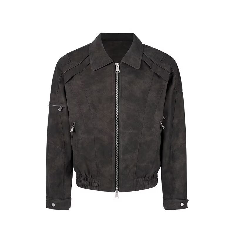 Men's short jacket in suede look with zipper and elastic hem Mune Fashion