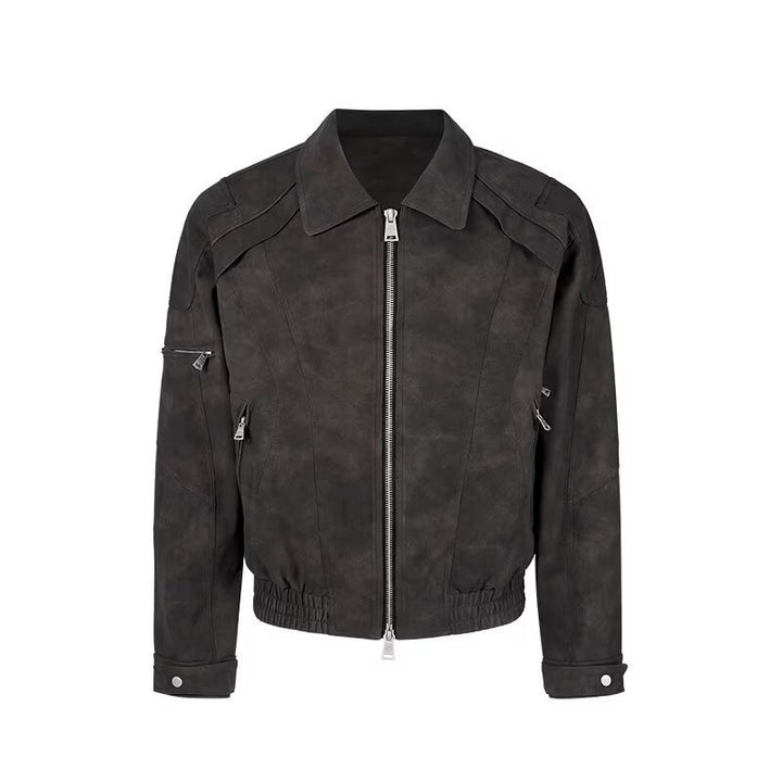 Men's short jacket in suede look with zipper and elastic hem Mune Fashion