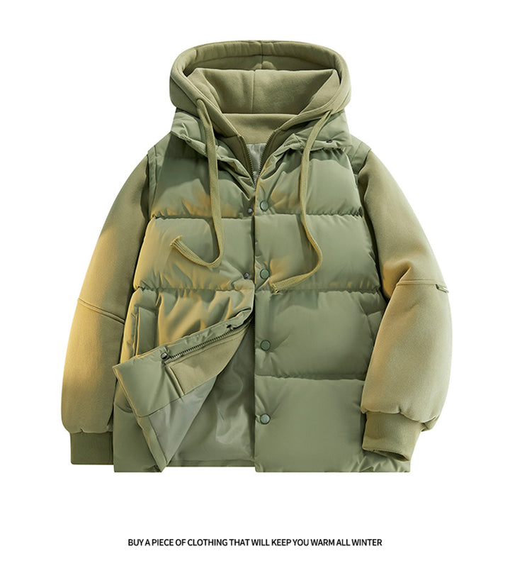 Men's Nano Hybrid Padded Jacket with Fleece Sleeves, Hood and Concealed Snap Fastener Mune Fashion