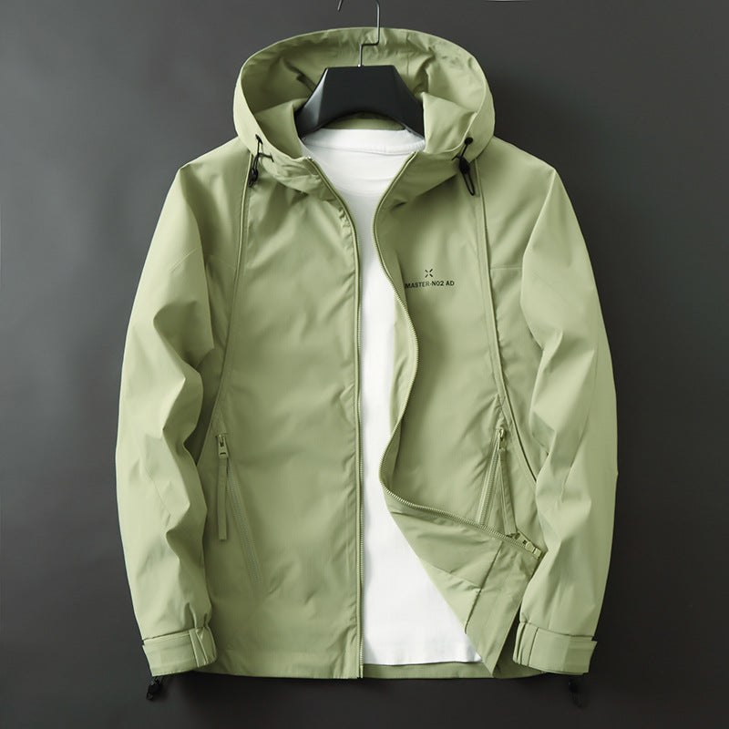 Men's Lightweight Water-Repellent Softshell Jacket with Hood, Adjustable Cuffs and Zipper Pockets Mune Fashion