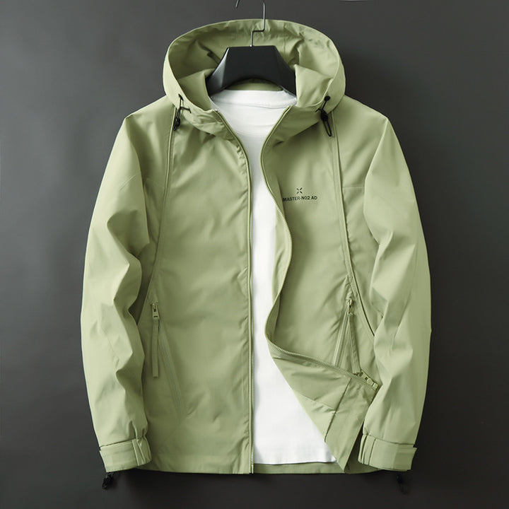 Men's Lightweight Water-Repellent Softshell Jacket with Hood, Adjustable Cuffs and Zipper Pockets Mune Fashion