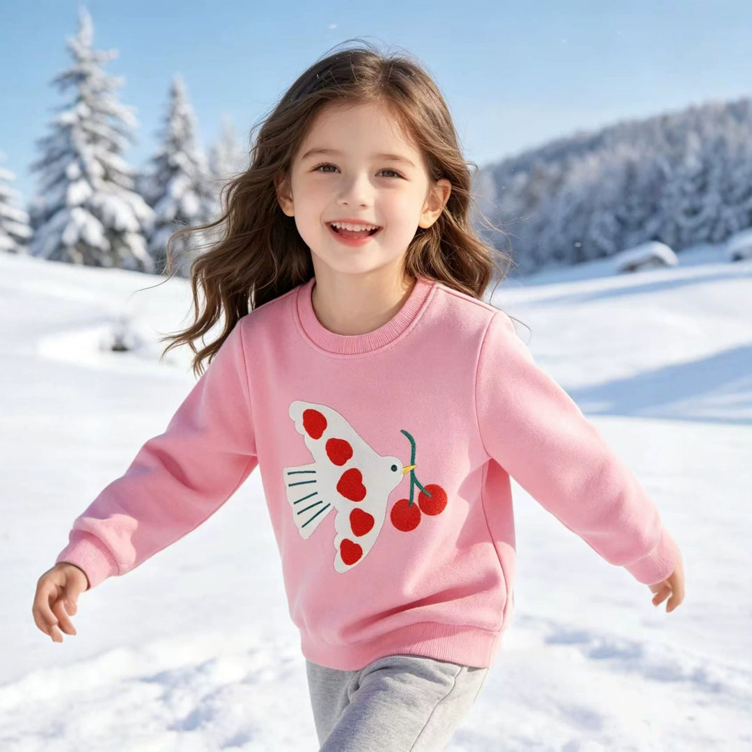 Girl's sweatshirt with loving heart and bird motif Mune Fashion