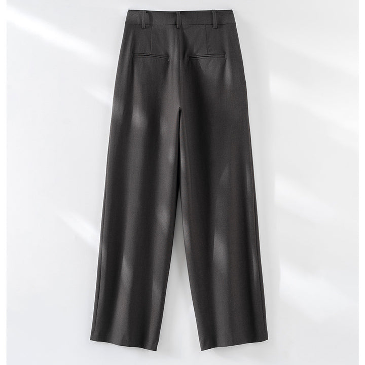 Ladies High-Waisted Palazzo Fabric Trousers with Pleats, Side Pockets and Clear Crease Mune Fashion