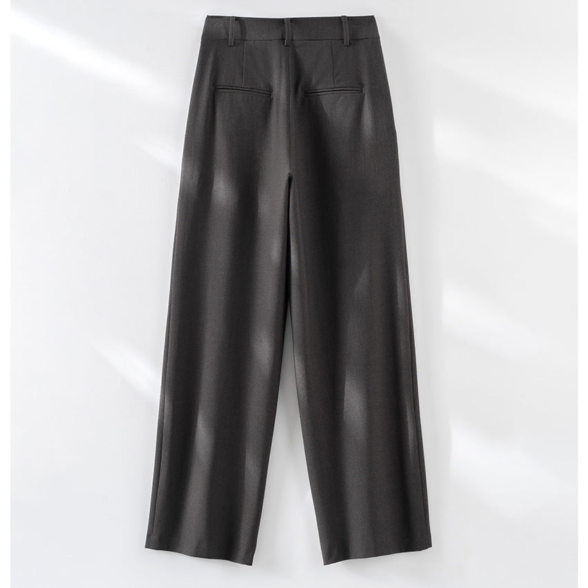 Women's High-Cut Pleated Pants with Wide Leg, Pleats and Side Pockets Mune Fashion