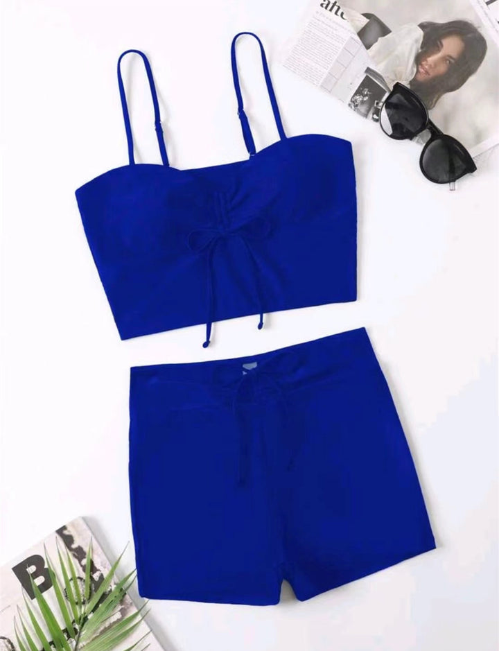Women's Sporty Bikini Set with Crop Top and Shorts Mune Fashion