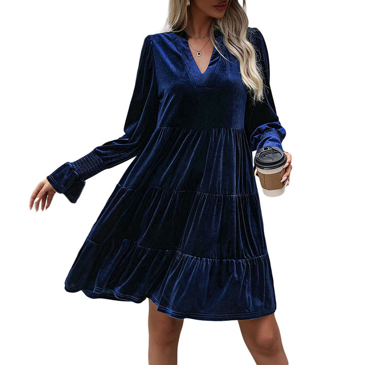 Women Elegant Velour Dress Mune Fashion