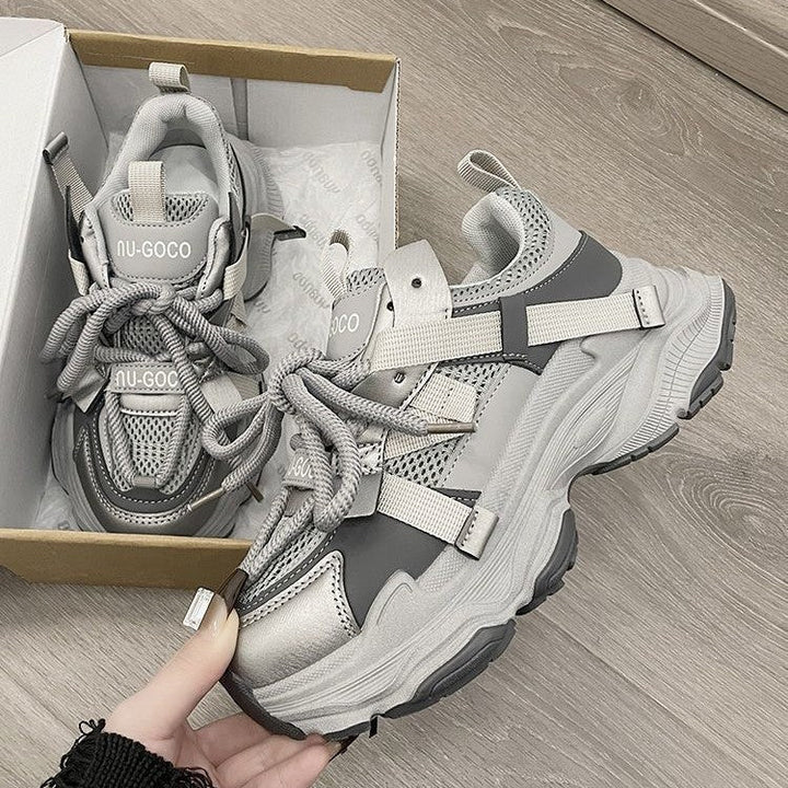 Women Sporty Chunky Sneakers with breathable mesh upper and innovative lacing system Mune Fashion