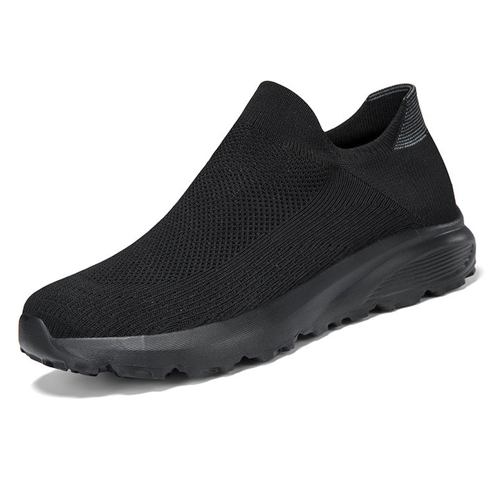 Unisex nan elastic knit slip-on shoe with contoured viscoelastic insole and slip-resistant shock-absorbing outsole Mune Fashion