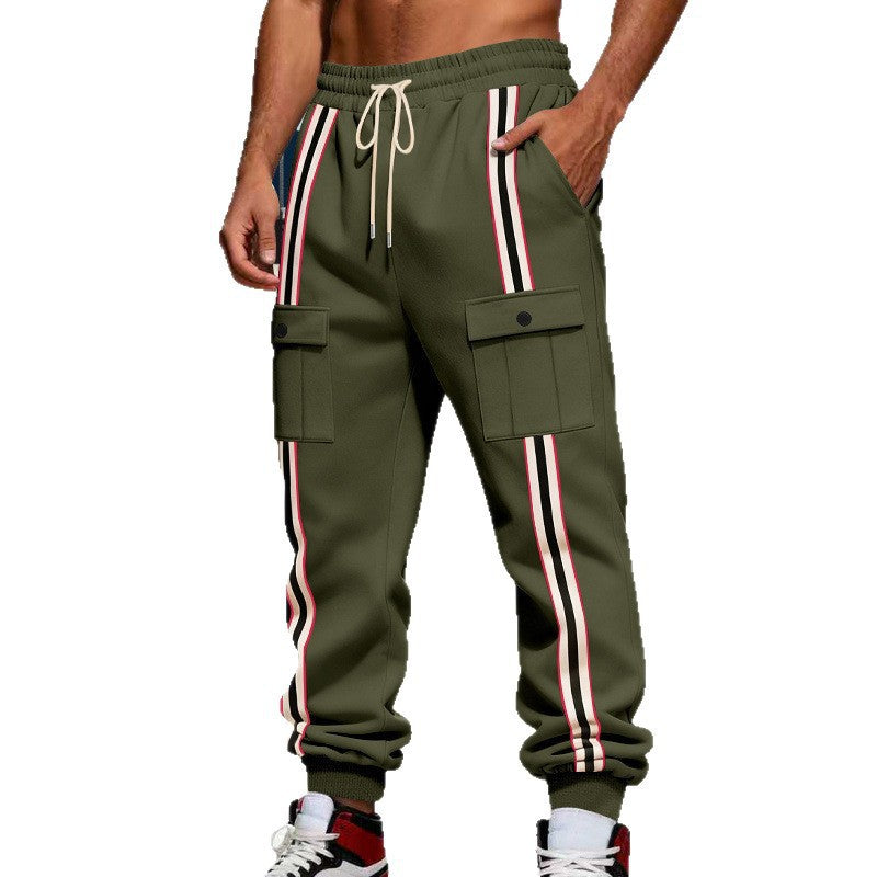Men's cargo joggers in urban streetwear look with contrast stripes and flap pockets Mune Fashion