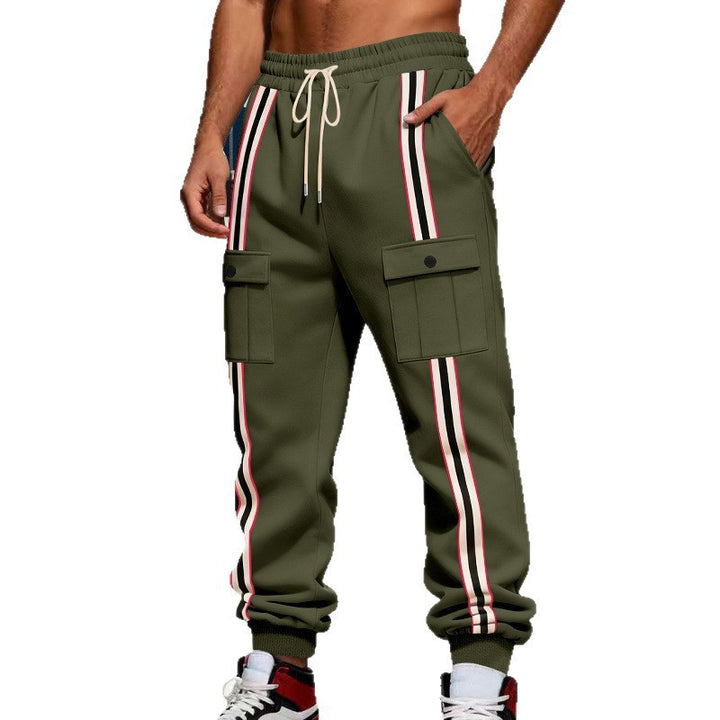 Men's cargo joggers in urban streetwear look with contrast stripes and flap pockets Mune Fashion